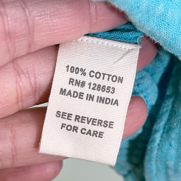 C&C California Blue Cotton Square Flutter Ruffle Sleeve Peplum Blouse Large NWT - Picture 4 of 10